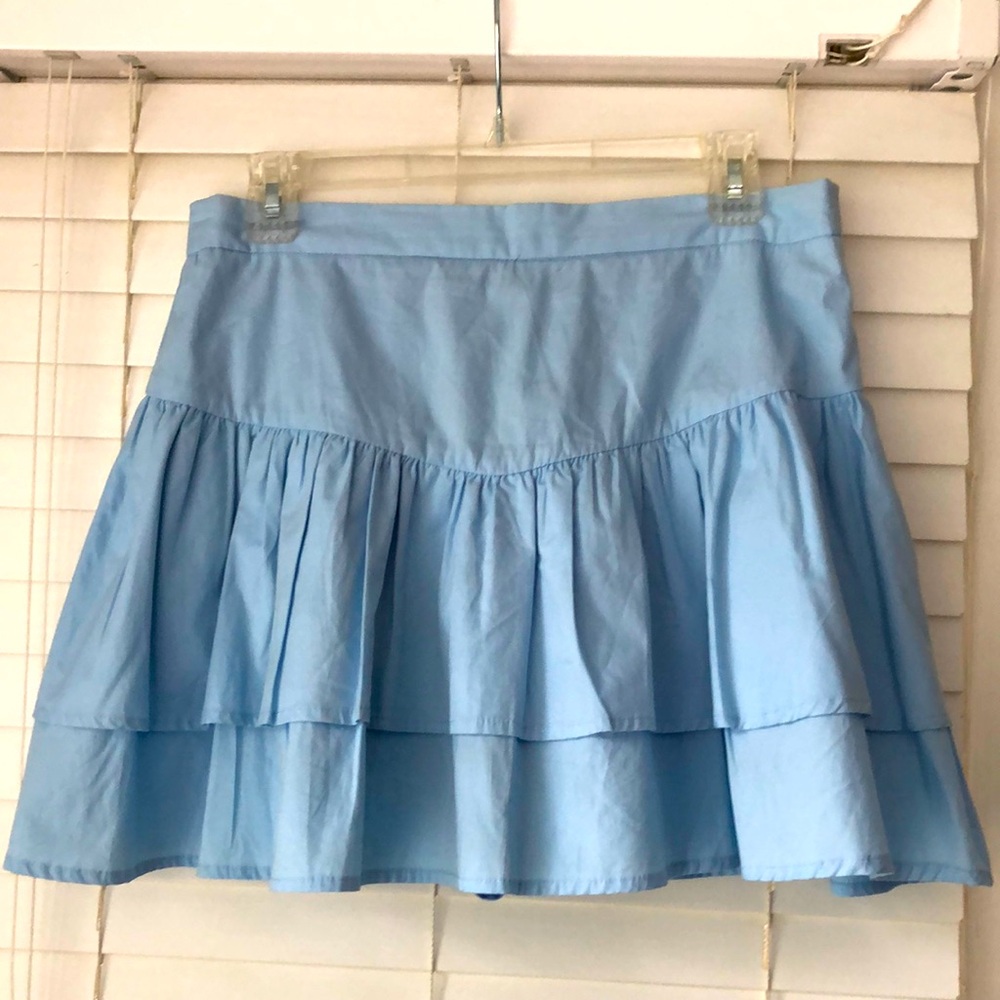 Pants Store Skort Ruffled Tiered Blue SZ L